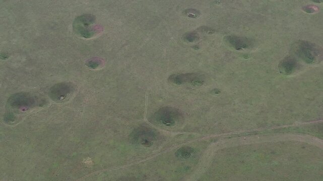 Lunar landscape over a karst field in Bashkiria, Russia in summer