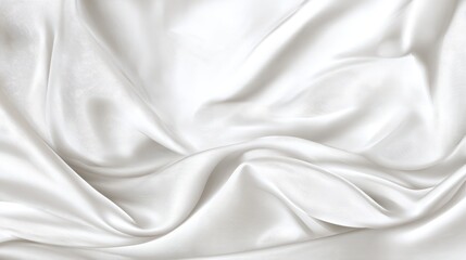 Obraz premium White luxury cloth background with smooth silky texture and elegant folds, soft fabric surface for premium design, minimal aesthetic, copy space for text, ideal for fashion, wedding, branding concepts