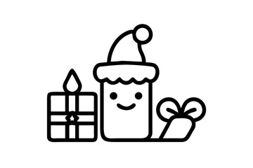 Cartoon Christmas Candle with a Happy Face and Flame on White Background cheerful