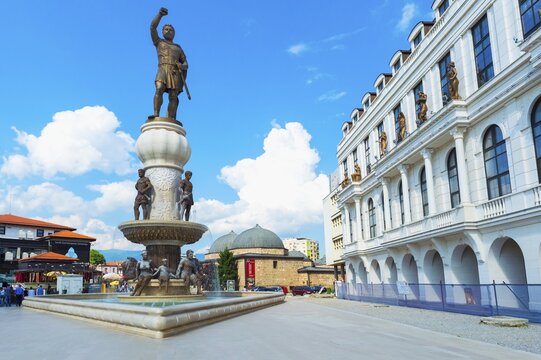Philip II of Macedonia, statue and fountain, Skopje, Macedonia