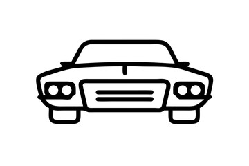 Front view silhouette of a 1970s vintage muscle car with transparent background vintage car classic car