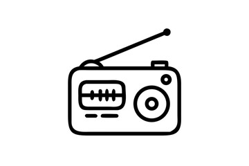 Silhouette of a vintage radio with a built-in microphone and a vinyl record player retro radio turntable