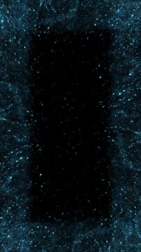 frame blue dust, snow particles sand flow looped vertical social media motion background on alpha channel