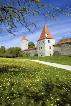 Ancient city wall, Berching, Upper Palatinate, Bavaria, Germany, Europe