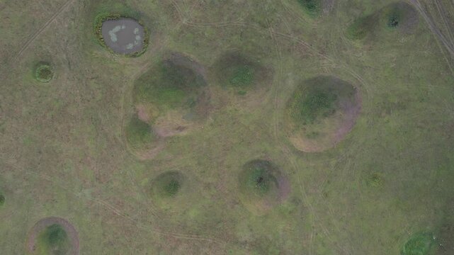Lunar landscape over a karst field in Bashkiria, Russia in summer