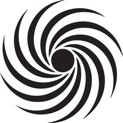 Abstract Swirl Vector Icon: Black and White Circular Sign, Symbol of Rotation and Energy.
