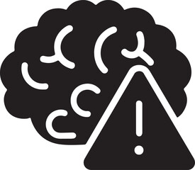 Brain Warning Sign: Vector Icon Symbol of Neurological Alert, Urgent Medical Attention Needed.