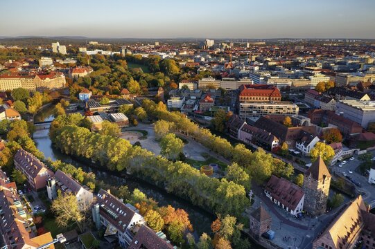 Cityscape, Sch&uuml;tt Island, debtor's prison, Nuremberg, Middle Franconia, Franconia, Bavaria, Germany