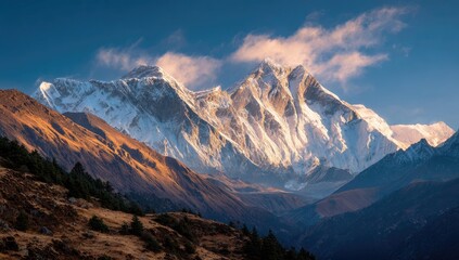 Obraz premium Majestic mountain peak at dawn