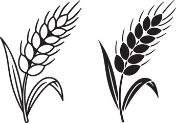 Wheat Vector Icon:  Elegant Black and White Sign Symbols for Agriculture, Bakery, and Farm Designs.