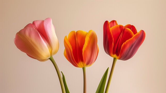 Tr&ecirc;s tulipas vibrantes