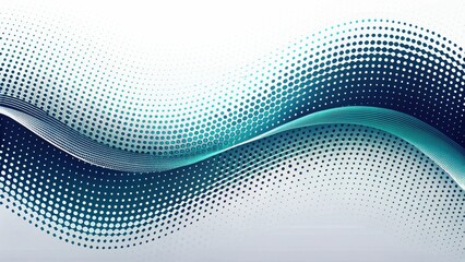 Abstract Teal and White Halftone Wave Pattern Design, Ideal for Modern Presentations and Digital Marketing Materials