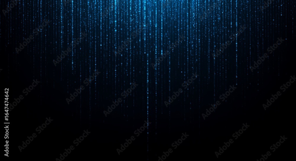 Poster futuristic blue data stream digital rain abstract background for technology and science with a moder