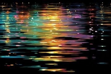 Vibrant water reflections at night