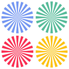 Group of colorful sunburst with circle templates vector,illustration.Rays,beams element.	