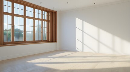 Obraz premium Empty Room with Large Windows and Sunlight