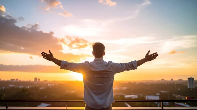 Sunset view with open arms