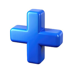 Obraz premium Blue plus symbol isolated on transparent background