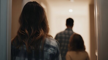 Family admiring their new home s interior