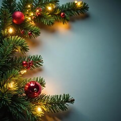 Elegant lit pine branches, festive Christmas arrangement , artwork, stylish