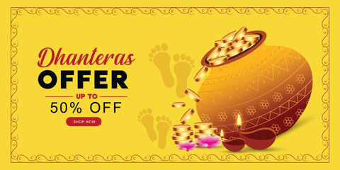 Dhanteras sale background with offer details banner