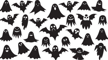 Naklejka premium Collection of Spooky Castle Silhouettes for Halloween or Fantasy Designs