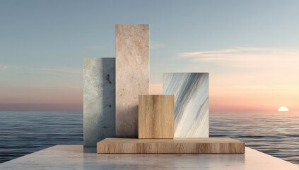 Fototapeta premium Coastal display podiums
