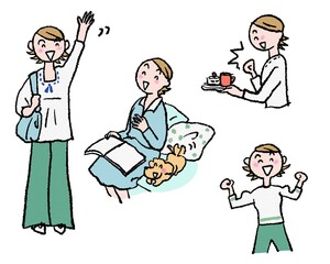 前向きで笑顔の女性