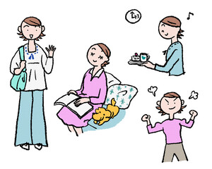 おやつを楽しむ女性の笑顔