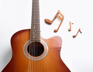 Fototapeta premium guitar and music white background s