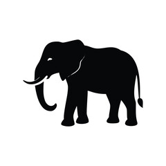 Black silhouette of an african elephant walking