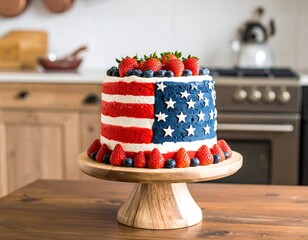 Patriotic American Flag Cake