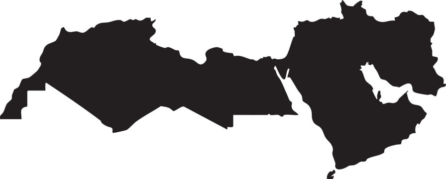 Vector Map Silhouette of Arabic Countries (Middle East and North Africa)