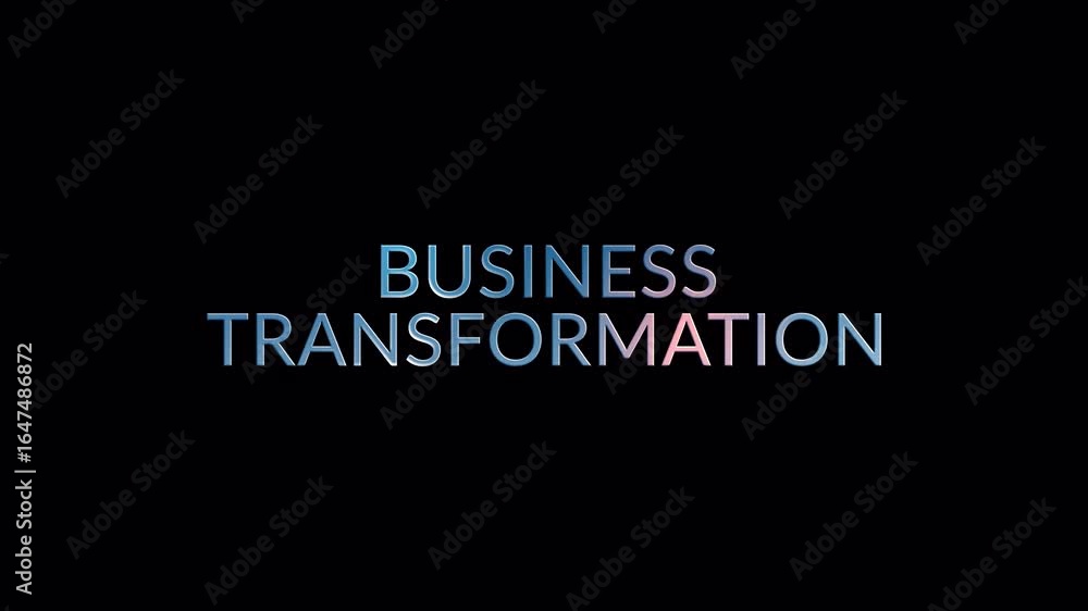 Poster business transformation glitch laser effect text cinematic title on black abstract backgroudn . 4k 3
