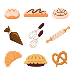 Collection of delicious element bakery products