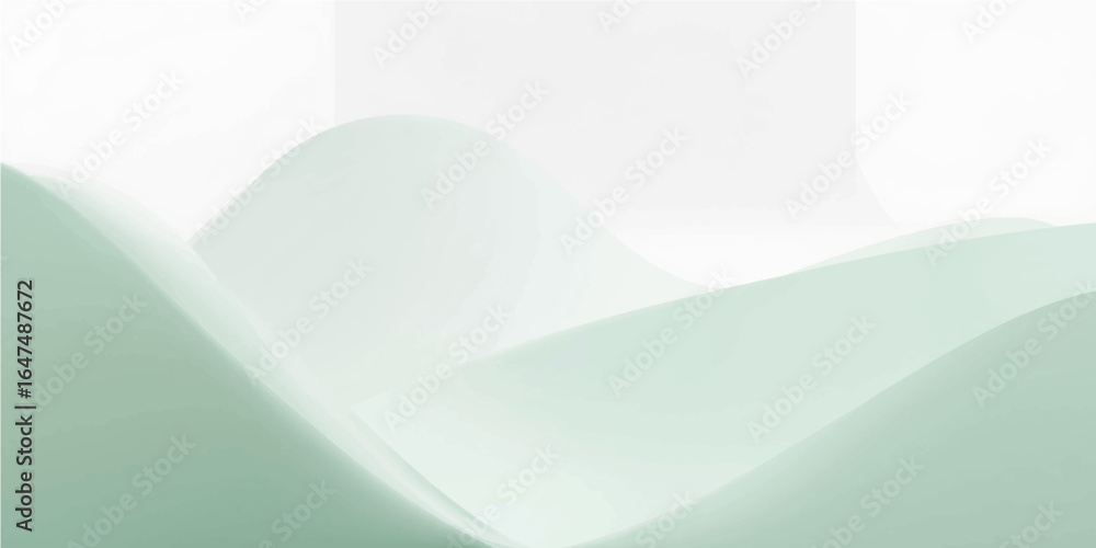 Aufkleber minimal soft green abstract wave background with smooth gradient pastel design.