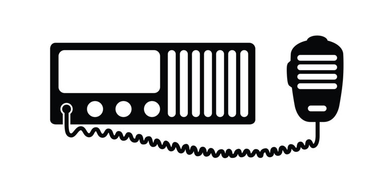 Cartoon car, truck radio or walkie talkie station. Trucker's walkie-talkie. Radio transistor. CB Radios For Truckers. for talking driver transportation discussion channel broadcasting technology. 