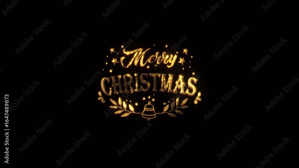 Poster merry christmas golden text with light motion glitch effect animation abstract backgrund.isolated wi
