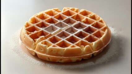 Fluffy waffle dusted with sugar