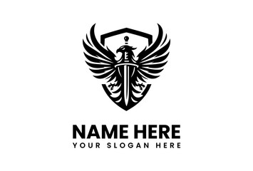 Black Eagle Crest with Sword Shield and Bold Typography.