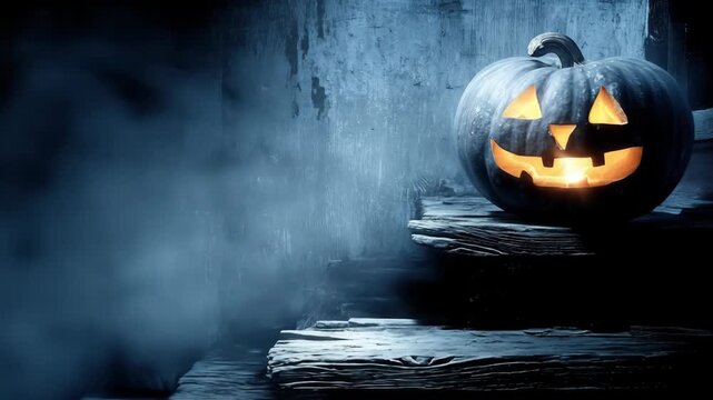 glowing spooky halloween jack o lantern
