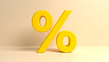 Yellow Percentage Sign with 3D Render.