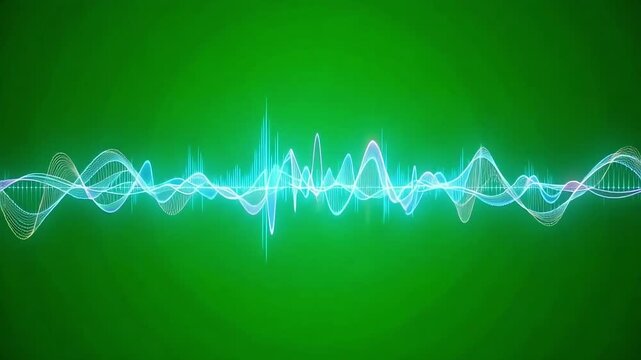 Dynamic audio waves pulse on green screen, perfect for music visualizer background video