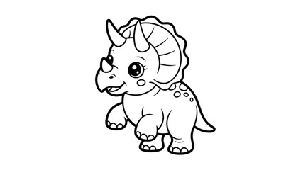 Adorable Cartoon Triceratops Dinosaur Illustration