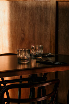 Empty set table inside a restaurant