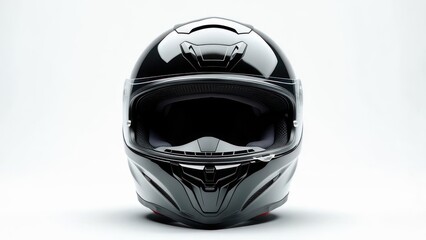 Glossy black motorcycle helmet