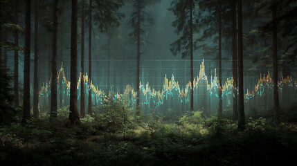 Quiet forest with a clear projection of financial data for Q1 (2)