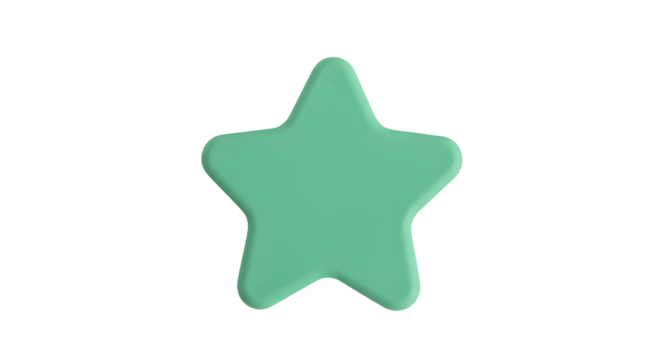 Mint star has smooth, rounded texture on black. Use for social media, branding, or web graphics with pastel or cosmic themes.