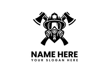 Firefighters Helmet Axe and Gas Mask Emblem with Bold Typography 1.