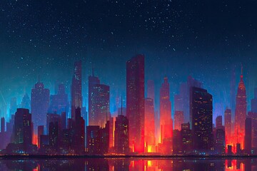Fototapeta premium Futuristic city skyline at night (3)
